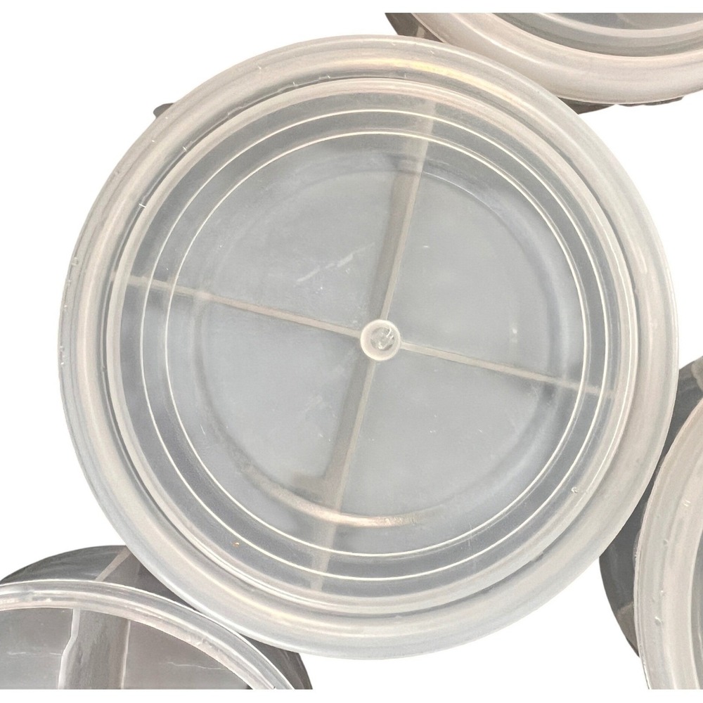 6 Clear Plastic Compartment Organizer Set Round, Crafts, Beads, Buttons, Travel‎ - Picture 6 of 7